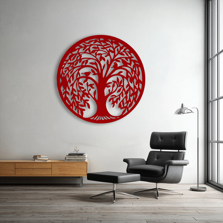 The elegant Tree of Life round metal wall art creates intricate depth and layers with its circular silhouette, a captivating decoration wall art.
