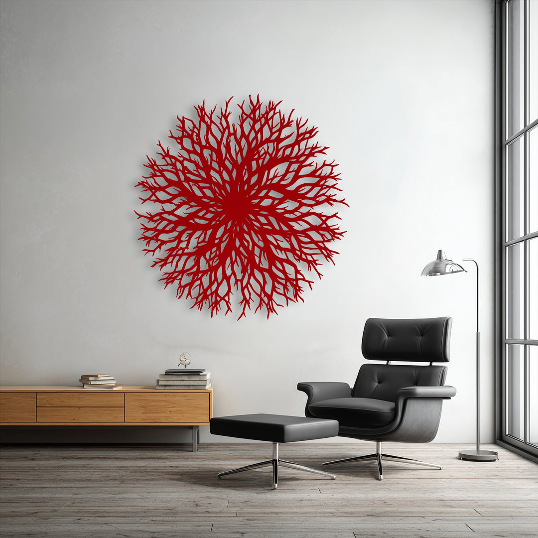 Abstract Branch Burst Metal Wall Art – Organic Radial Design Decor