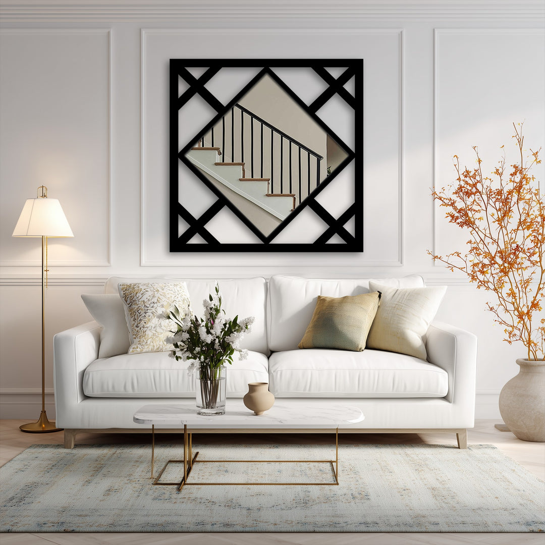 خطوط ماسية – تصميم هندسي حديث مرايا جدارية