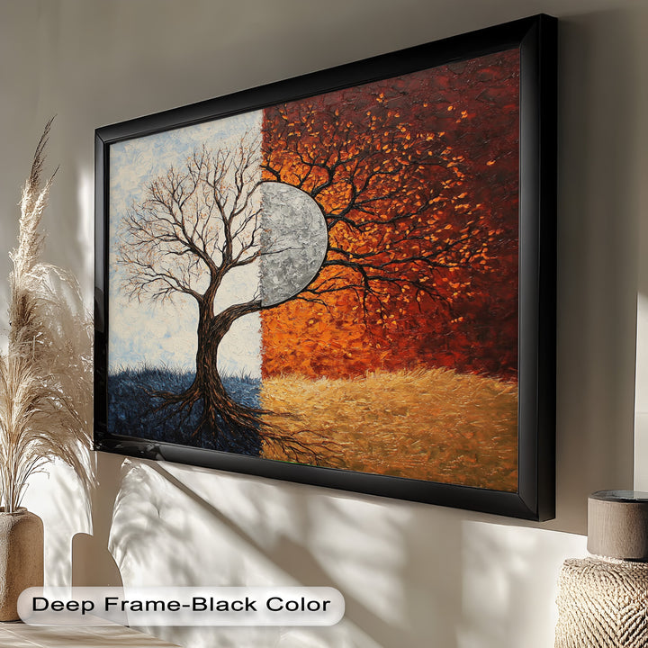 Duality of Seasons – Abstract Tree Oil Painting