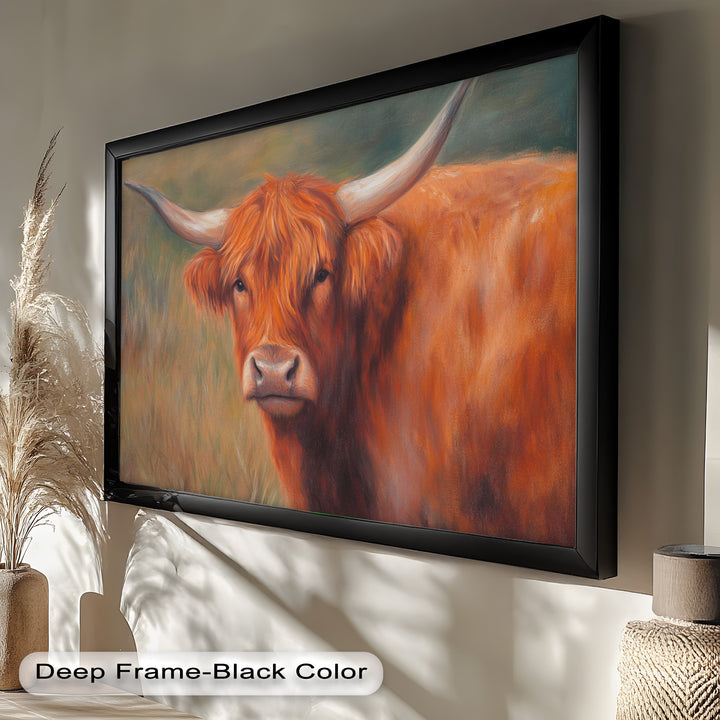 Highland Cow Oil Painting – Warm Animal Wall Art