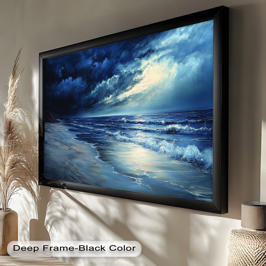 Ocean Wall Art - Stormy Night Seascape Oil Painting