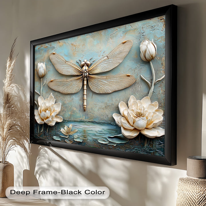 Vintage Dragonfly – Framed Oil Painting