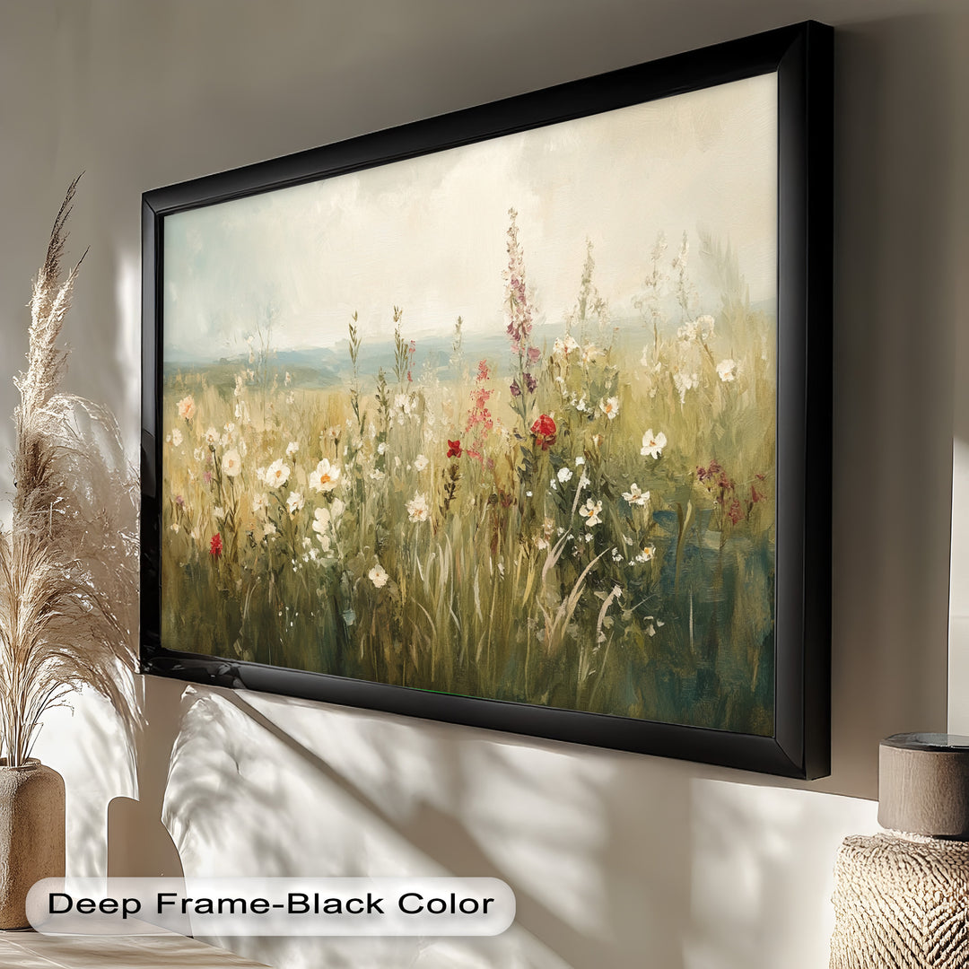 Nostalgic Feel – Serene Wildflower Oil Painting