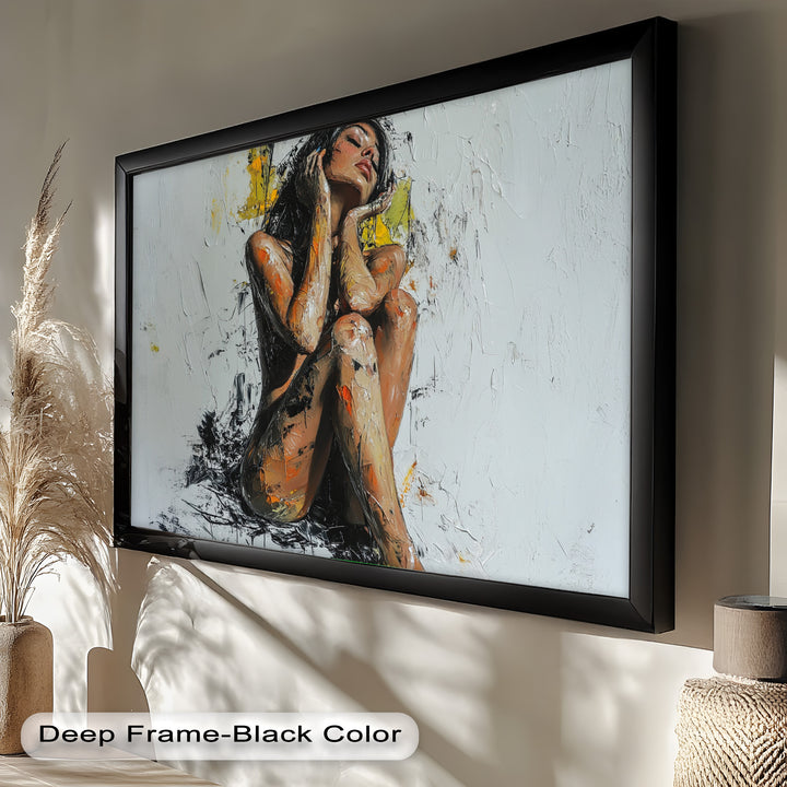 Poise in Silence – Textured Nude Figure Oil Painting