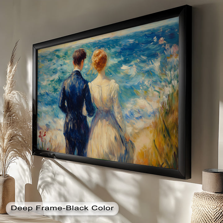 Lovers by the Sea – Romantic Impressionist Oil Painting