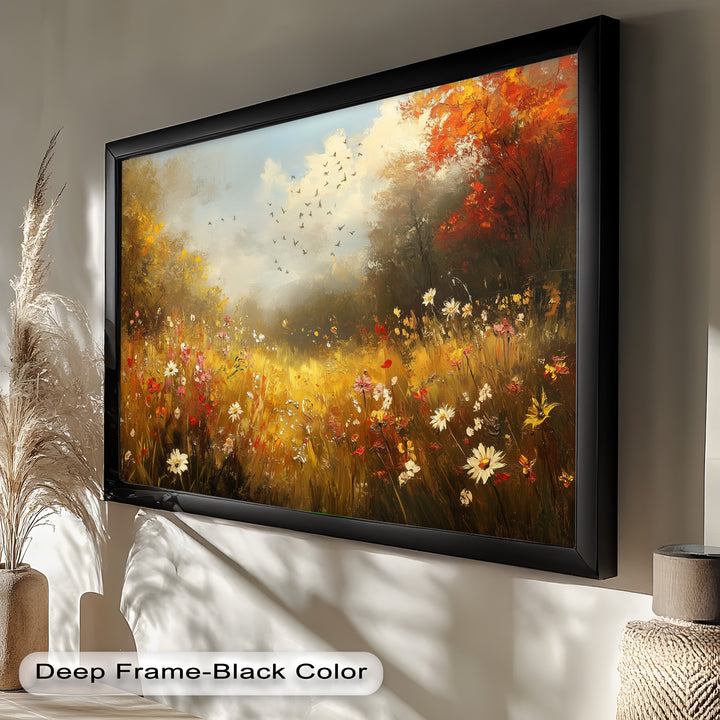 Flowers and Stream – Vibrant Autumn Oil Painting