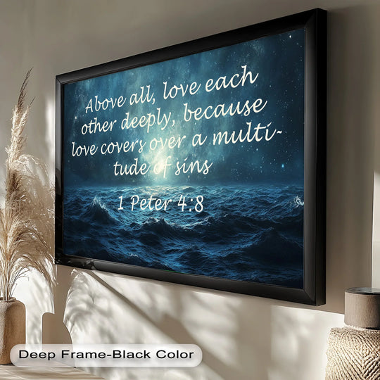 Inspirational night seascape symbolizing deep love and divine grace.
