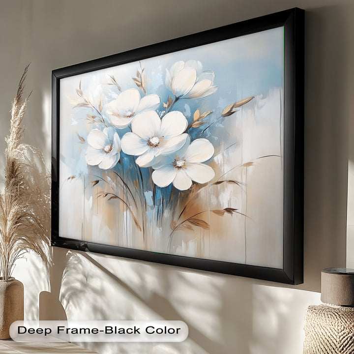 Soft White Blossoms – Floral Oil Painting