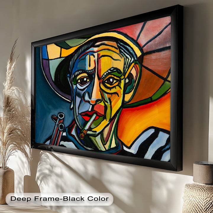 Rebel's Gaze – Bold Cubist Portrait Picasso Oil Painting