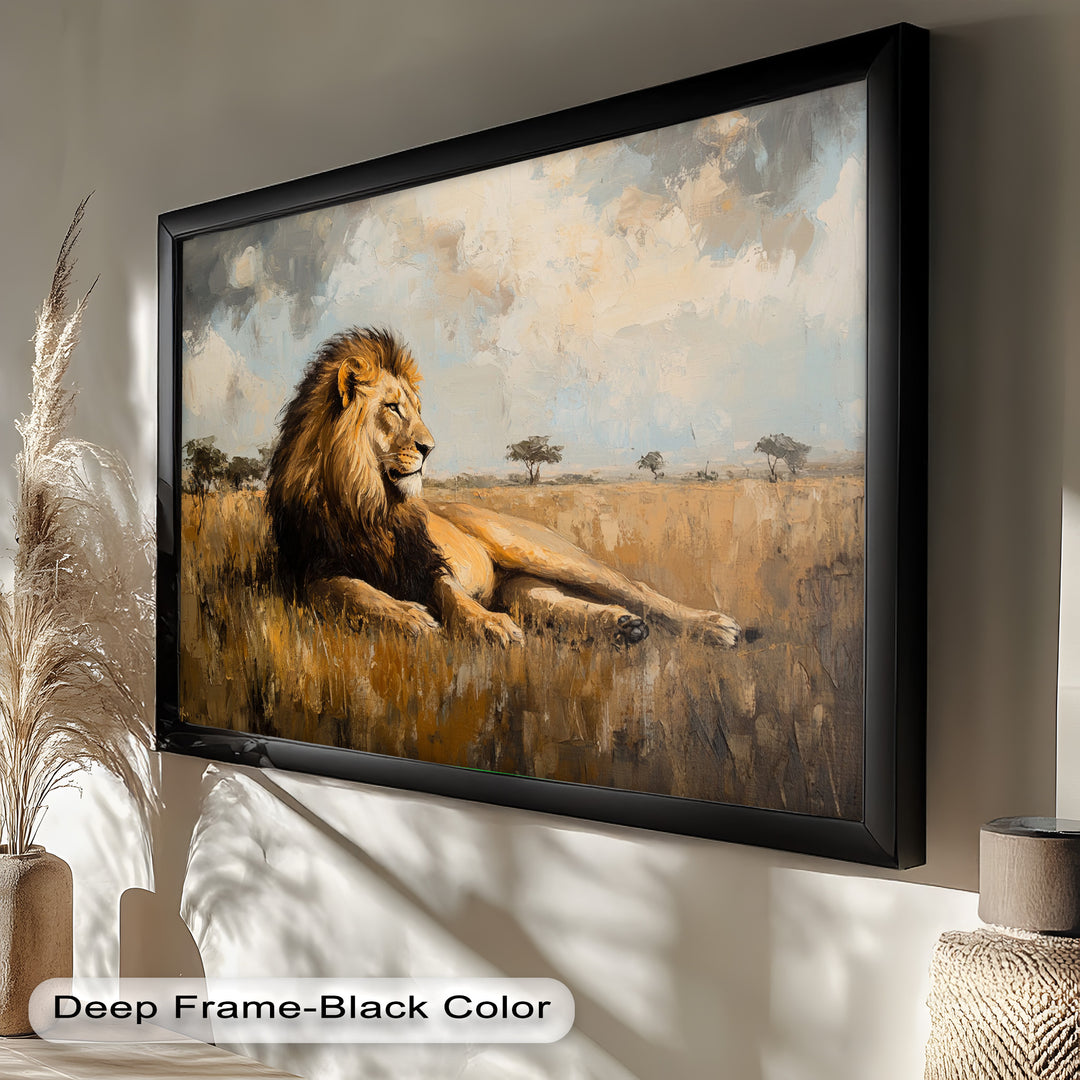 Majestic Serengeti King – Regal Lion Oil Painting