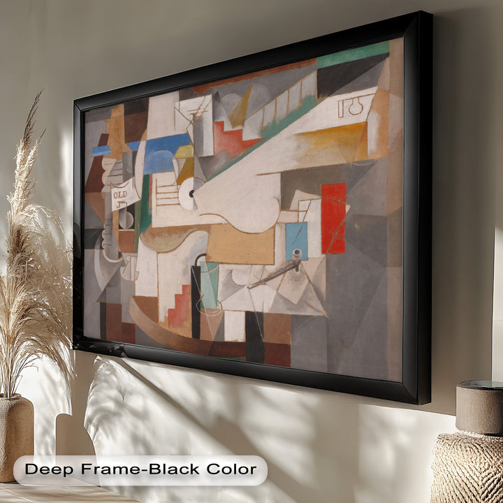 A sophisticated abstraction where curved and angular forms intersect, evoking motion, sound, and layered meaning.