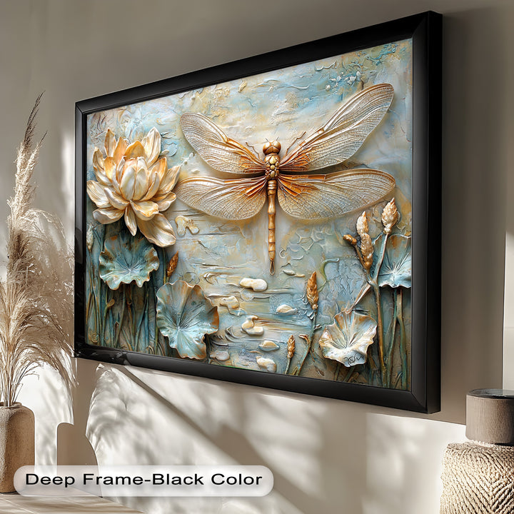 Retro Dragonflies and Flowers – Elegant Nature-Inspired Oil Painting