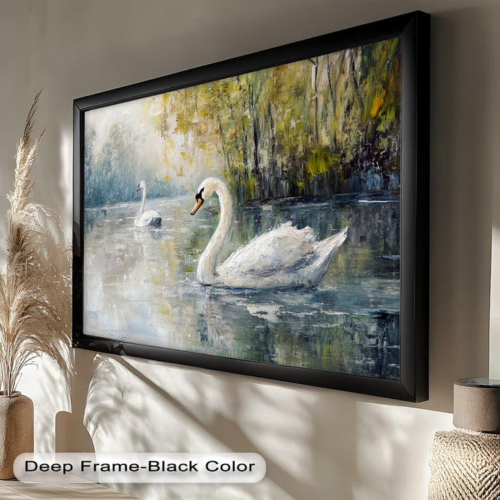 Swans on the Lake – Animal Oil Painting