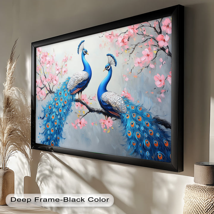 Peacocks Among Cherry Blossoms – Animal Oil Painting