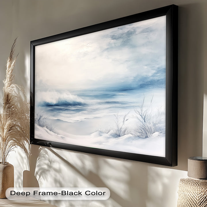 Coastal Wall Art - Snowy Beach Seascape Oil Painting