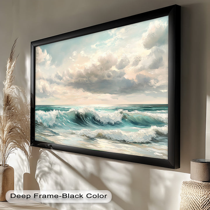 Coastal Wall Art - Turquoise Wave Seascape Oil Painting