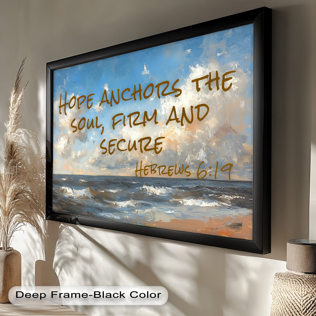 Hebrews 6:19 Bible Verse Oil Painting – Anchor of Hope Wall Art