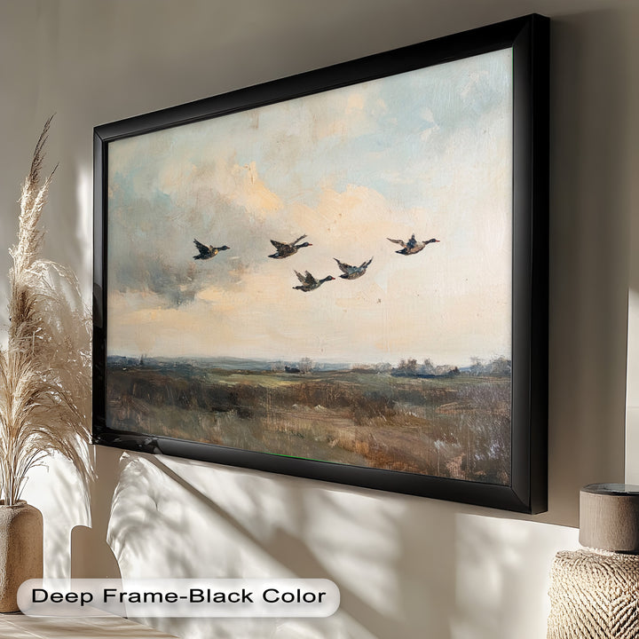 Flight Over the Marshlands – Ducks in Motion Oil Painting
