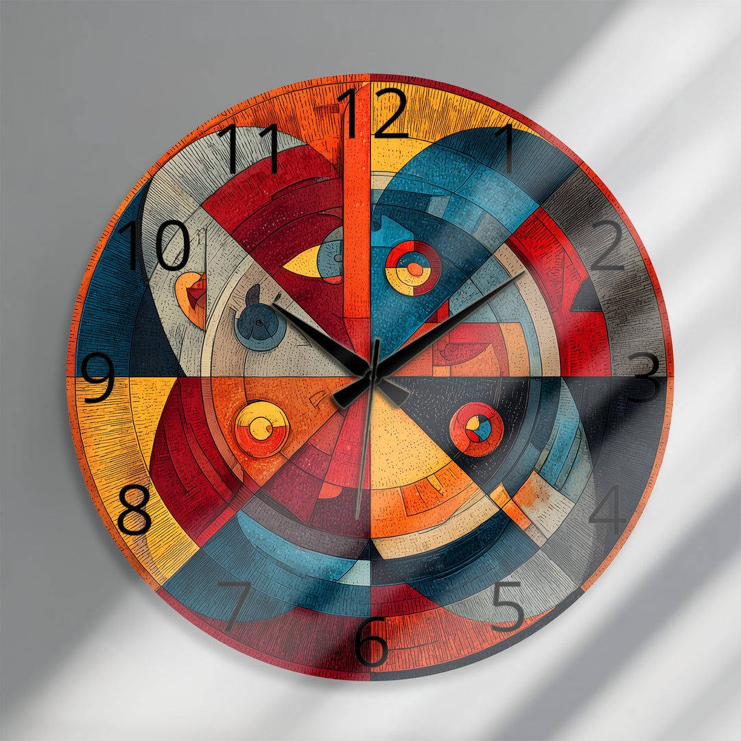 Retro-Wanduhr aus geometrischem Glas – abstraktes Dekor aus der Mitte des Jahrhunderts