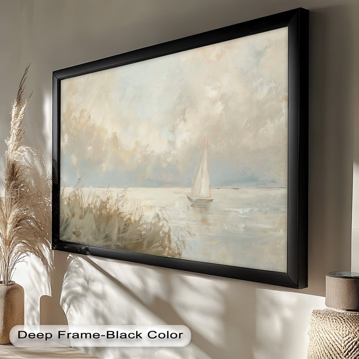 Lake Sailboat – Tranquil Waterscape Oil Painting