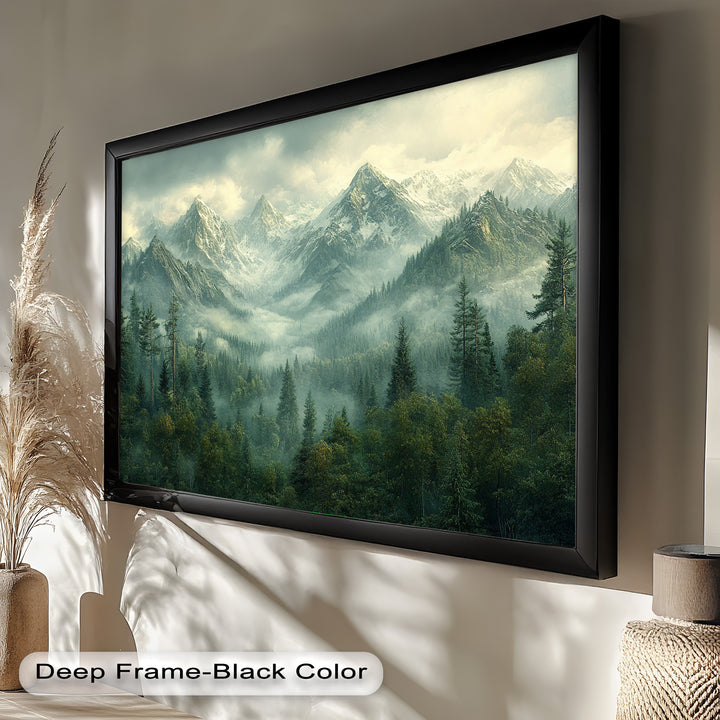 Misty Mountain Forest - Framed Oil Paintings