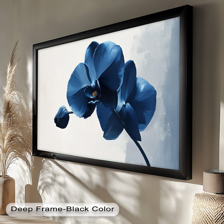 Blue Orchid Wall Art – Modern Floral Oil Painting