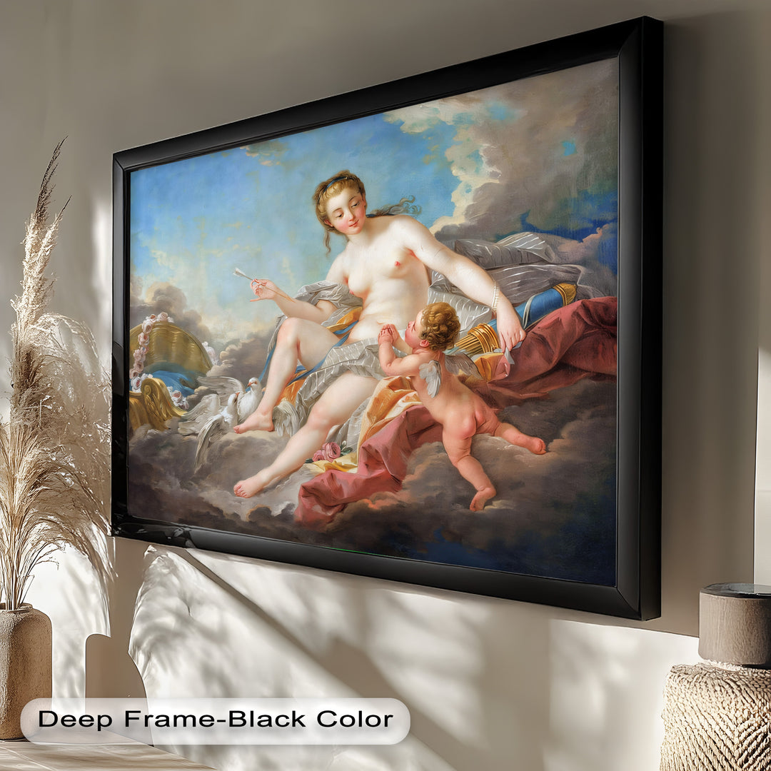 Venus und Amor in den Wolken – Rokoko-Ölgemälde