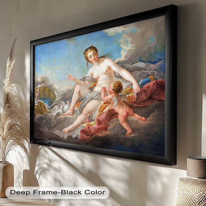 Venus und Amor in den Wolken – Rokoko-Ölgemälde