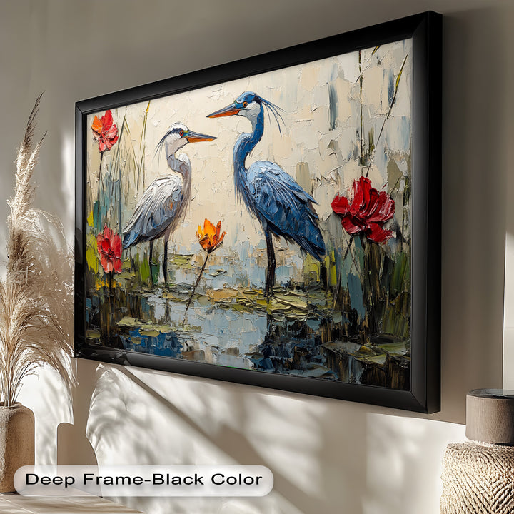 Pair of Herons – Animal Oil Painting
