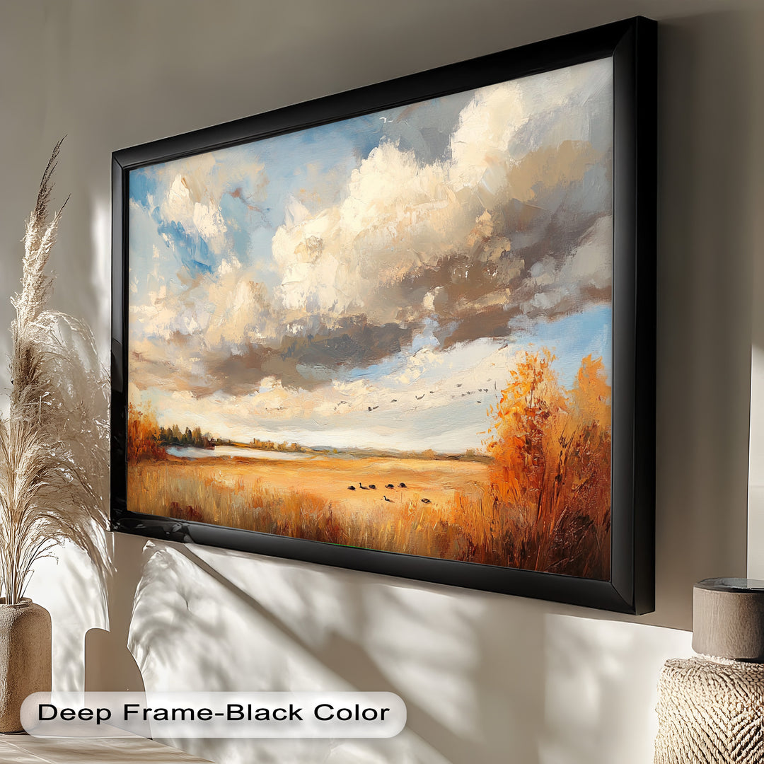 Autumn Meadow Wall Art – Impressionist Landscape Oil Painting