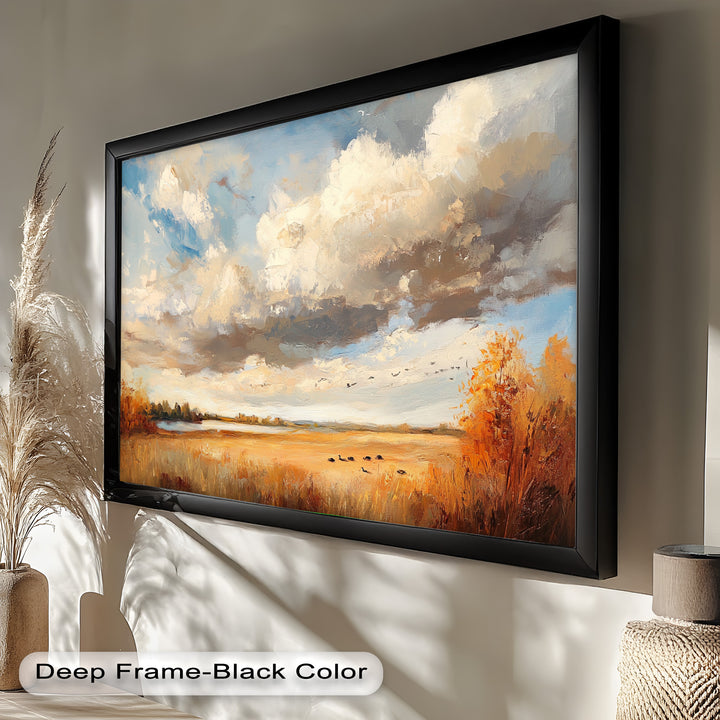 Autumn Meadow Wall Art – Impressionist Landscape Oil Painting