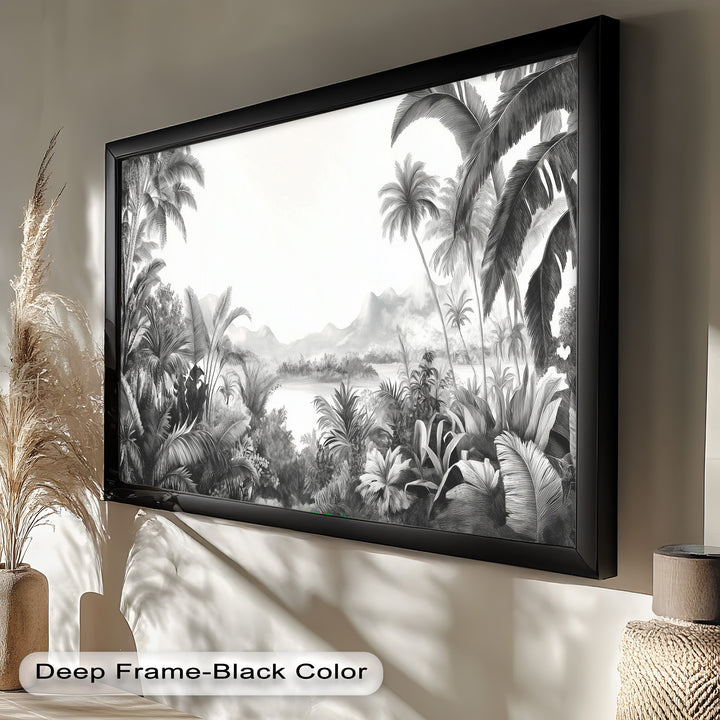 The monochrome palette enhances the intricate textures and adds timeless sophistication.