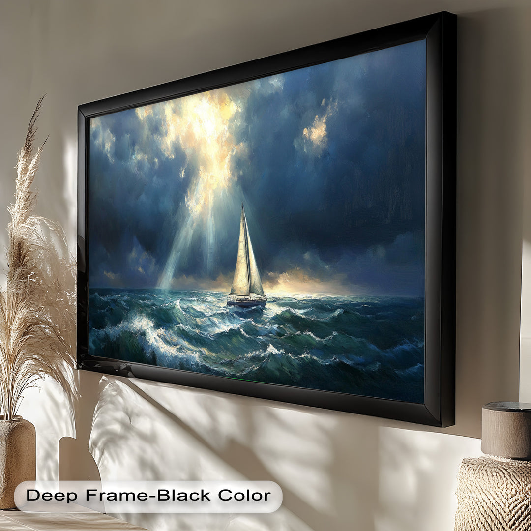 Stormy Horizon – Boat Oil Painting