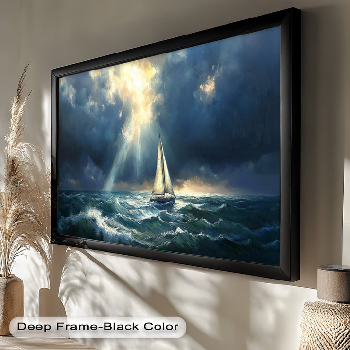 Stormy Horizon – Boat Oil Painting