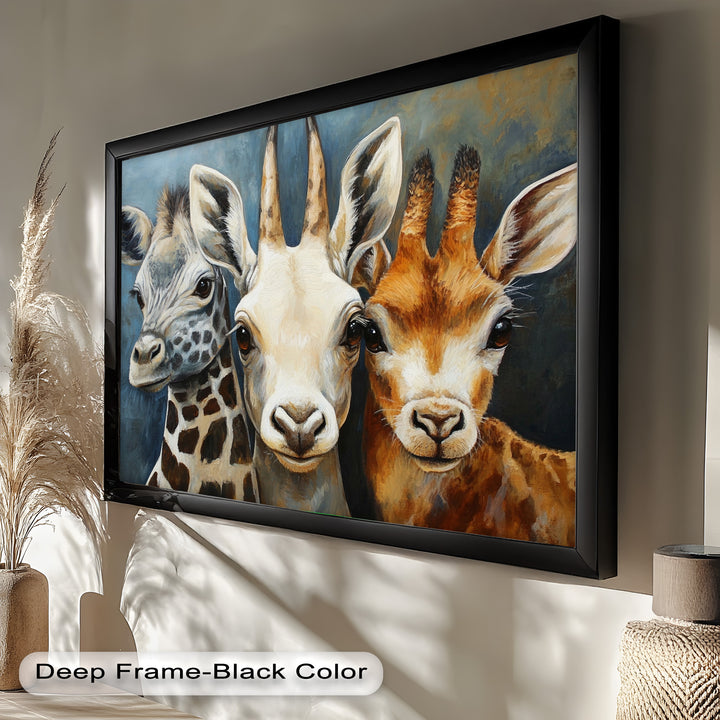 Trio of Giraffes – Animal Oil Painting