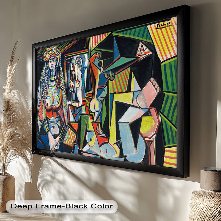 The Mirror Within – Bold Cubist Interior Picasso Oil Painting