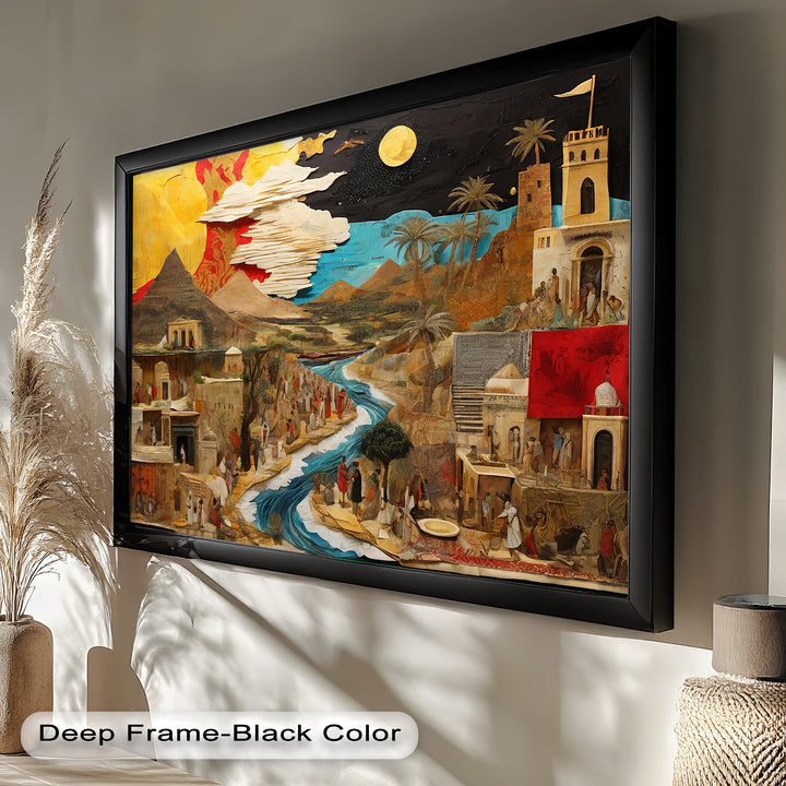 River of Time – Ancient Civilization Collage Picasso Oil Painting