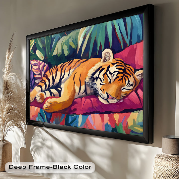 Resting Tiger Oil Painting – Fauvist Jungle Art