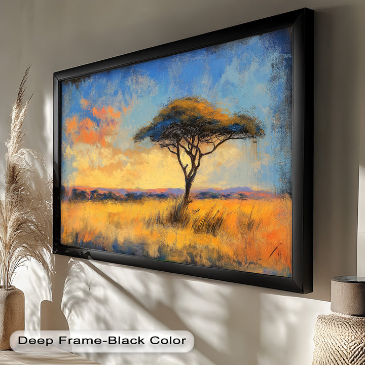 African Savannah Tree Wall Art – Landscape Oil Painting