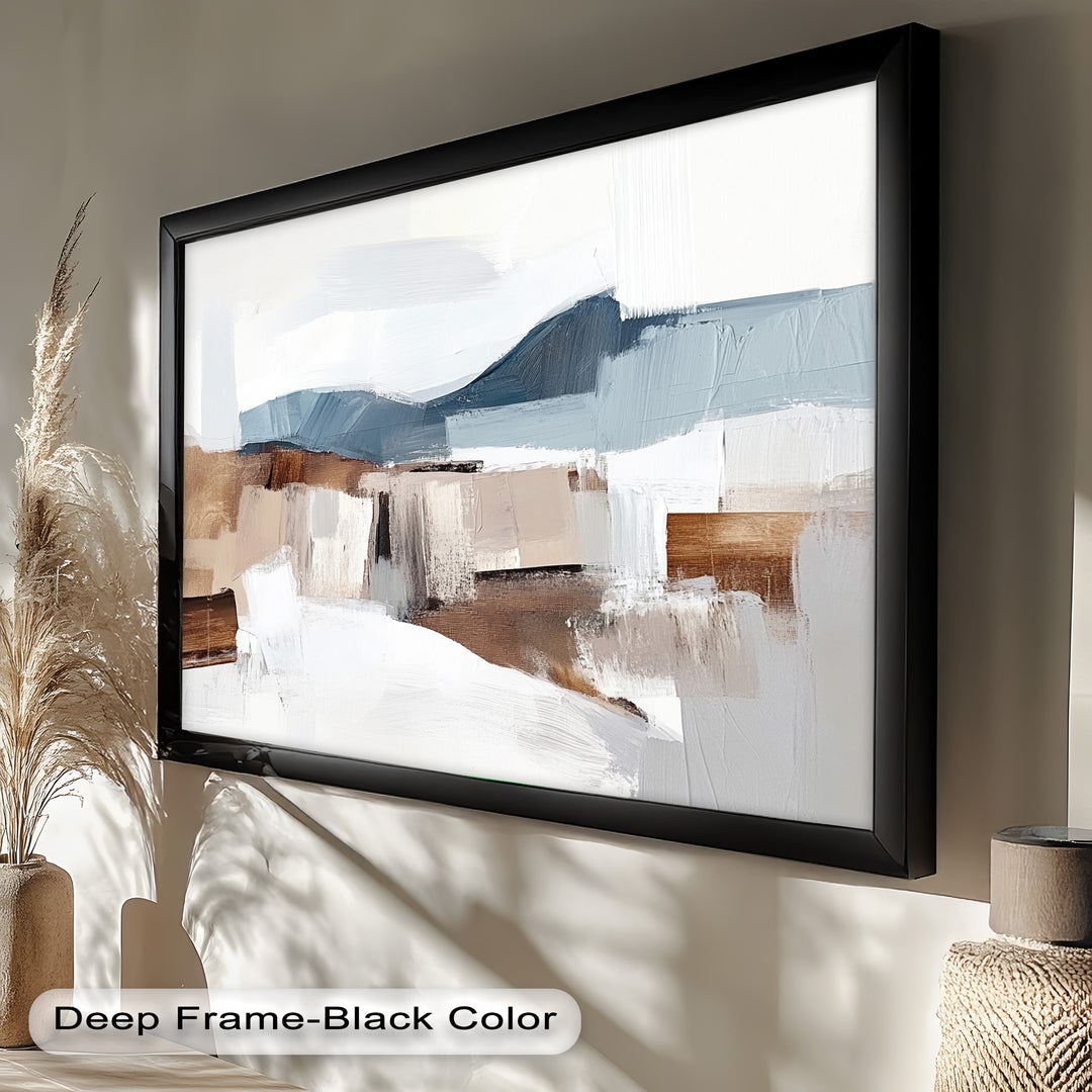 Muted Horizon Layers – Mountain Landscape Abstract Oil Painting