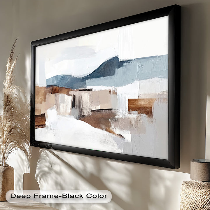 Muted Horizon Layers – Mountain Landscape Abstract Oil Painting