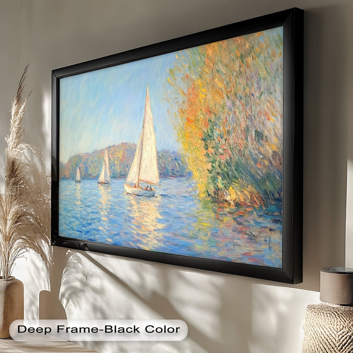 Tranquil Sails at Sunset – Impressionist Boat Scene Oil Painting