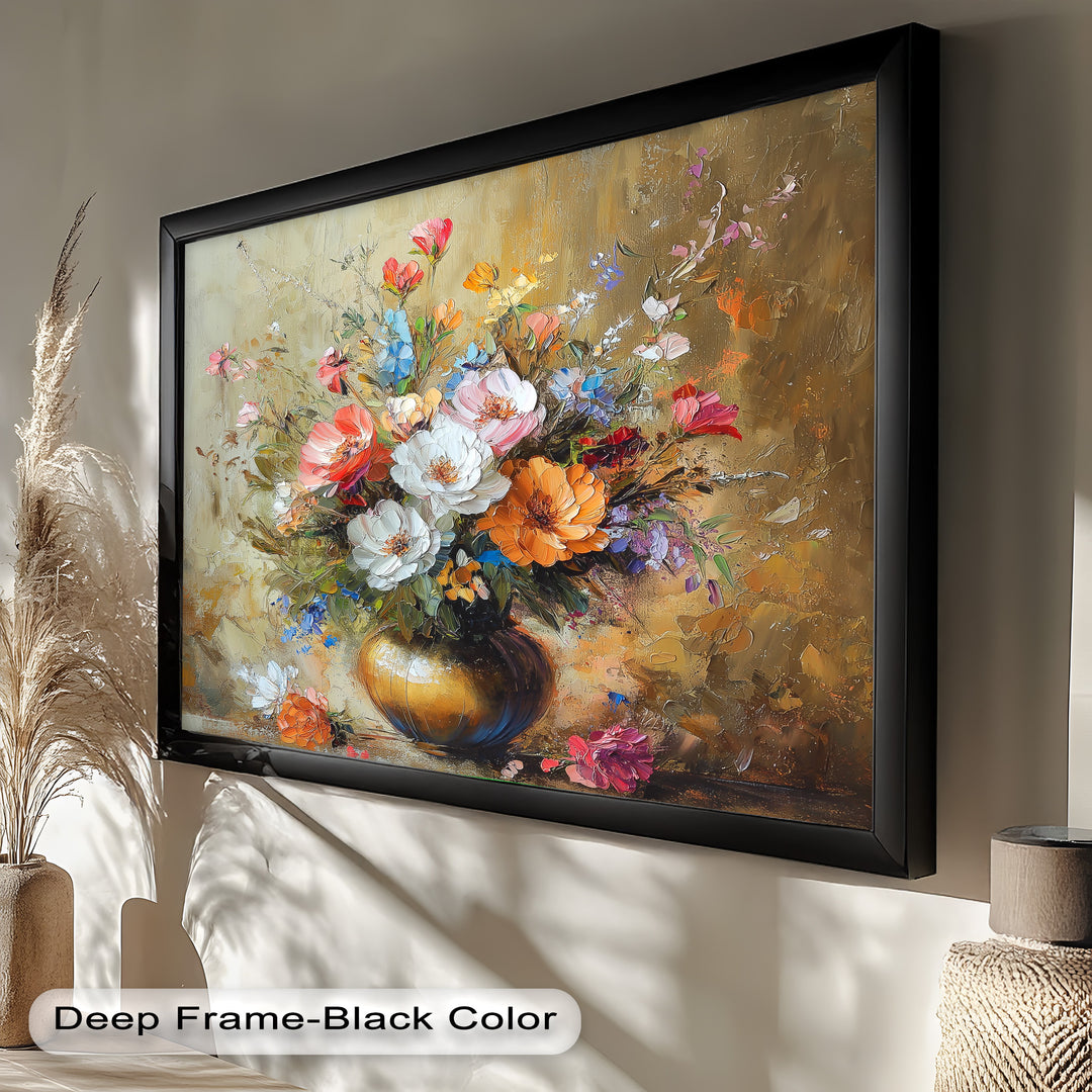Radiant Bloom – Colorful Floral Oil Painting