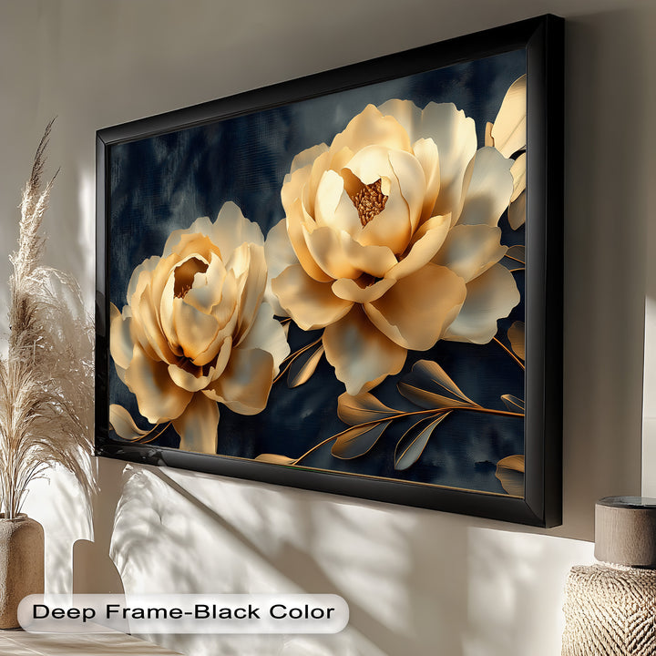 Golden Bloom Elegance – Flower Oil Painting