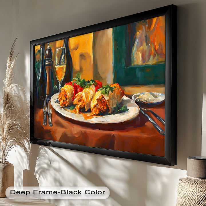 Gefüllte Paprika und Wein – Gourmet-Essszene Food Painting