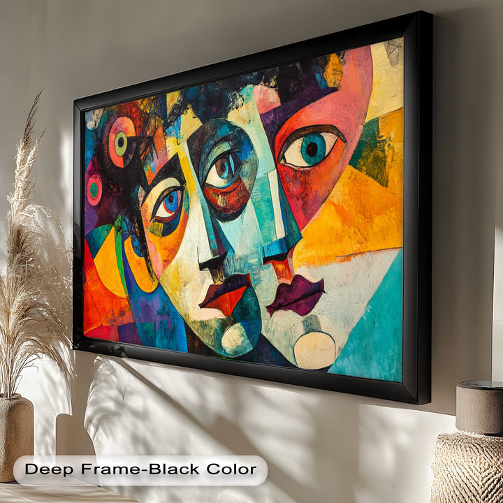 Entwined Visions Oil Painting – Fauvist Dual-Face Expressionism
