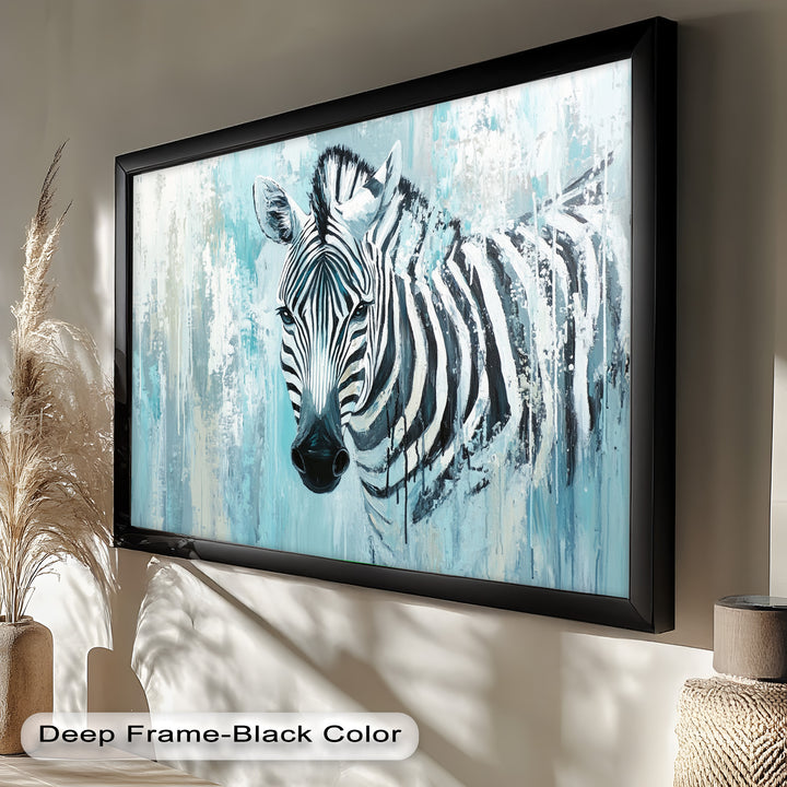 Zebra in Blue Abstract Style - Animal Oil Painting