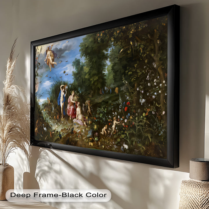 The Garden of Earthly Light – Mythological Forest Scene Oil Painting
