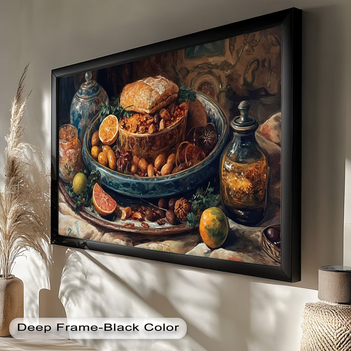 Golden Harvest Table – Ornamentales Festmahl Stillleben Essen Malerei